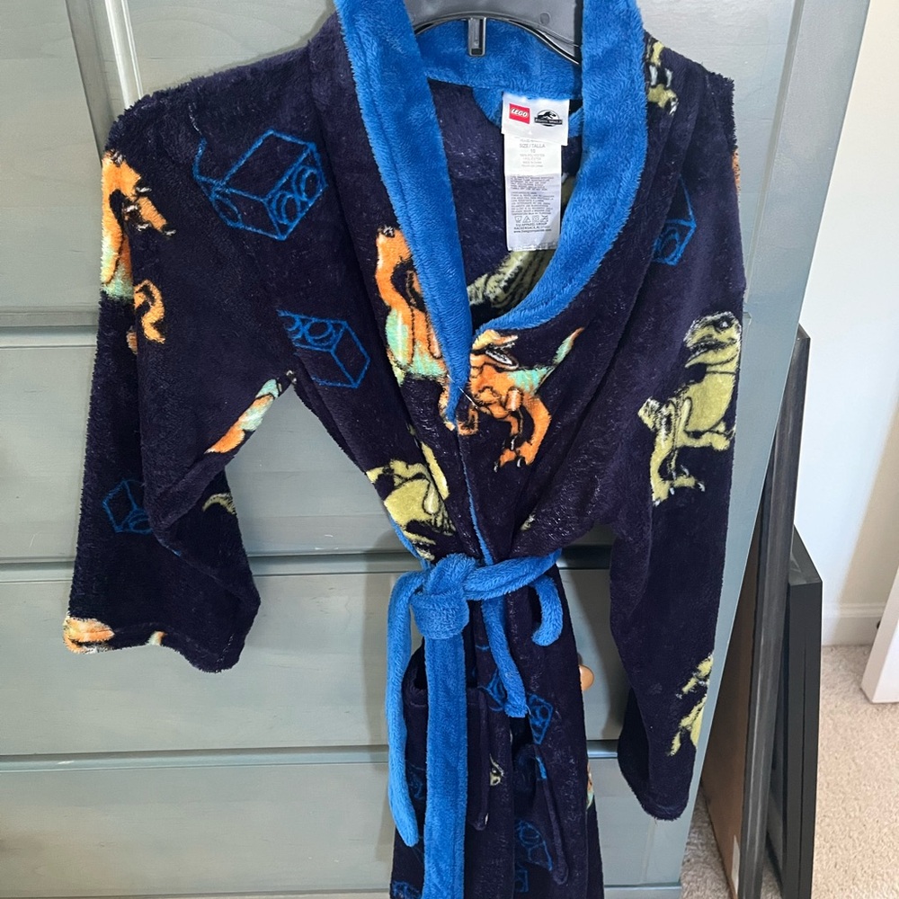 Lego Kids Dinosaur Pajama Robe - Blue and Black